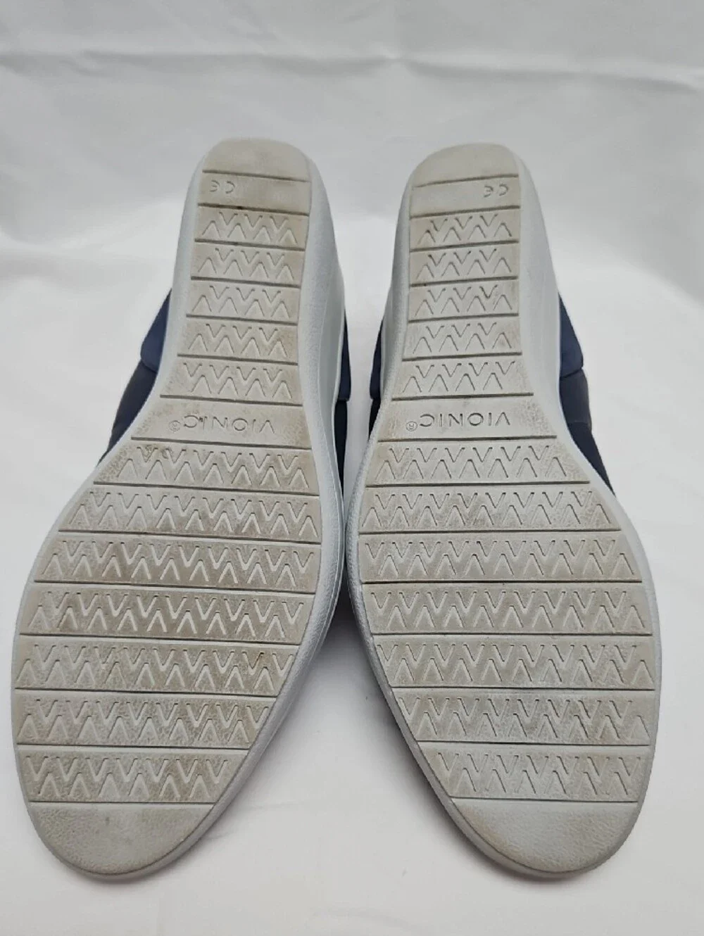 Vionic Jacey Womens 11 Navy Leather Suede Slip On Wedge Sneakers Comfort Shoes
